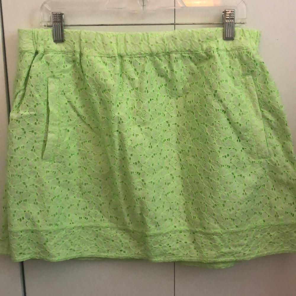 J Crew lime green eyelet skirt